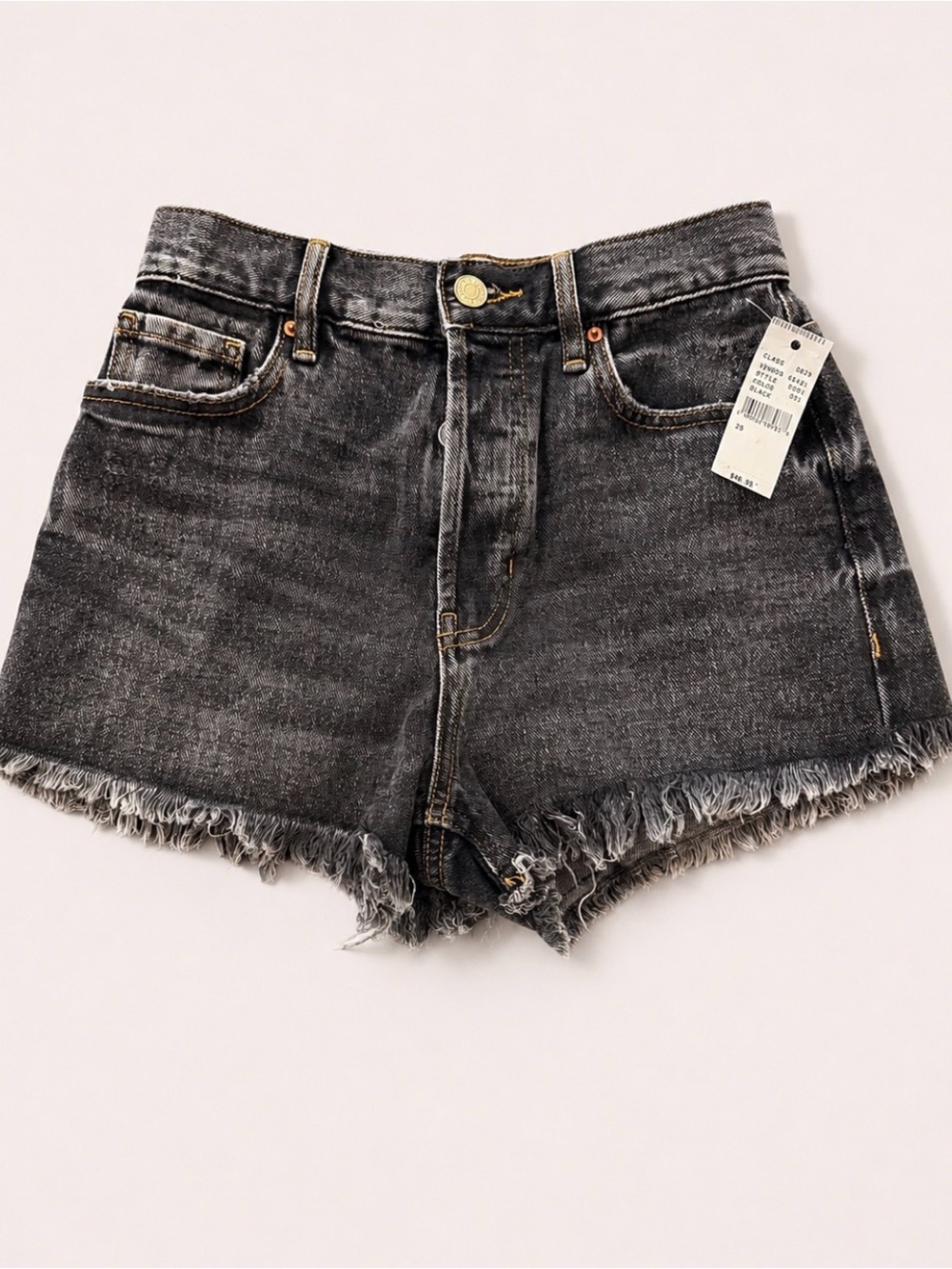 PacSun Vintage High Rise Black Distressed Denim Cutoff Shorts Size 25 NWT